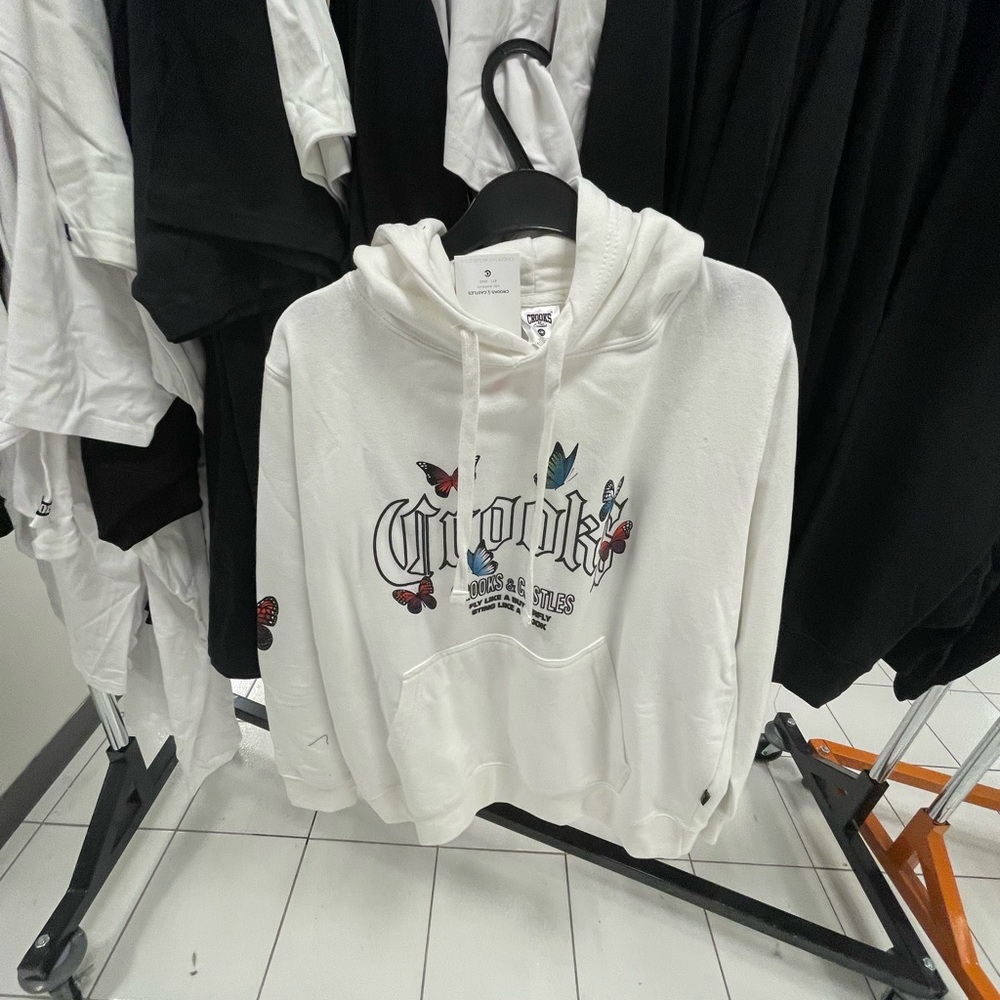 White Crooks & Castles Hoodie with Graphic Design